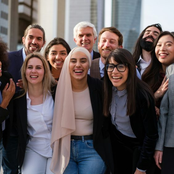 Group of diversity business people taking a photo